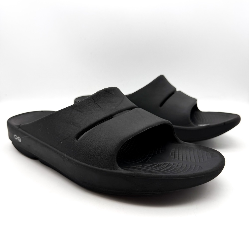 Oofos Black  Recovery Summer Slide Sandals Arch Support Foam Men's 10 Women's 12